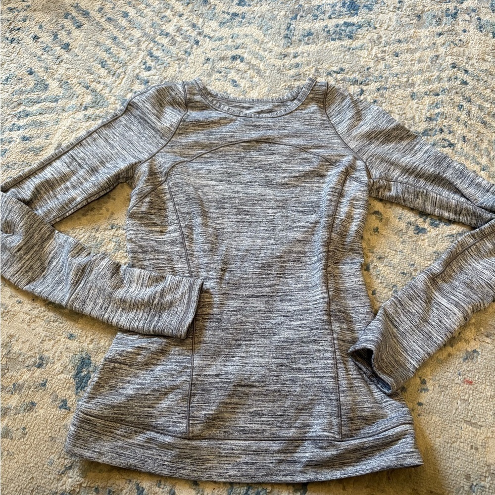 Lululemon Cypress Kiss Long Sleeve Space Dye Camo Seal Grey Deep Coal size 4 - Picture 3 of 5